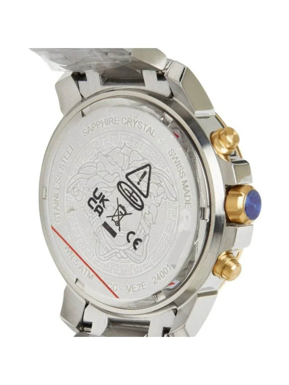 Versace New Chrono Watch Green Silver Gold Stainless Steel